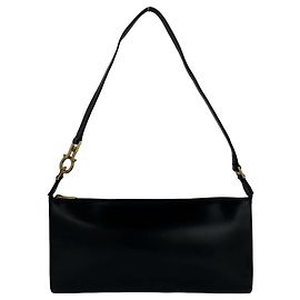 Salvatore Ferragamo Black Leather Semi-One Shoulder Handbag Black