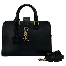Yves Saint Laurent Baby Cabas Black Leather Handbag Black