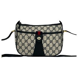 Gucci Sherry Line GG Logo Pattern Leather Mini Shoulder Bag Red Navy blue
