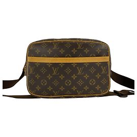 Louis Vuitton Reporter PM Monogram Logo Pattern Leather Shoulder Bag Brown