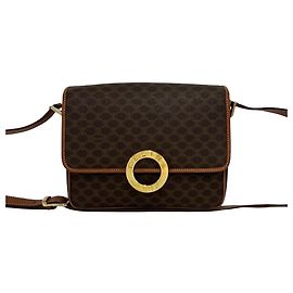 Céline CELINE Vintage Circle Logo Hardware Leather Shoulder Bag Brown