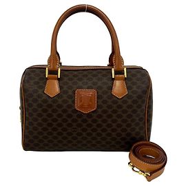 Céline Bolsa de ombro em couro CELINE Vintage Macadam Blazon Pattern Marrom