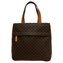 Céline CELINE Vintage Macadam Blazon Pattern Triomphe Leather Handbag Mini Tote Bag Brown