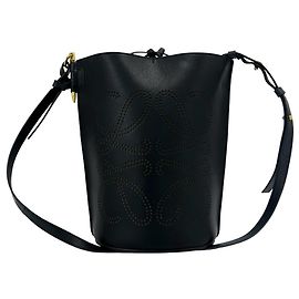 Borsa a tracolla in pelle Loewe Gate Bucket Anagram Nero