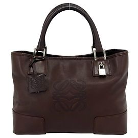 Sac à main en cuir Loewe Fusta Anagram Logo Pattern Marron