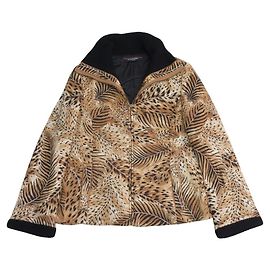 Autre Marque LEONARD Wool Silk Leopard Print Jacket Brown Black