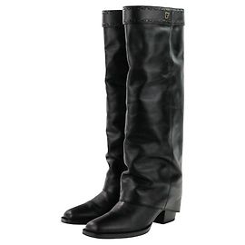 Botas longas de couro Minerva Fendi Preto