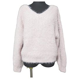 Autre Marque Pull en maille col en V Mystrada Rose