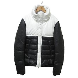 Autre Marque Coal Black Leather Down Jacket Black White