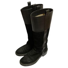 Autre Marque Sartore Leather Suede Long Boots Black