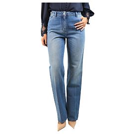 Versace Calças de ganga denim azuis de perna reta - size UK 8 Azul
