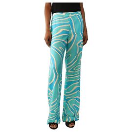 Emilio Pucci Calças de seda estampadas em azul e branco - size S Azul