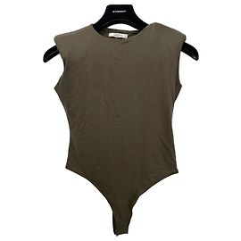 Autre Marque Gauchere Olive Green Padded Shoulder Bodysuit Green