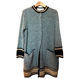 Autre Marque Cardigan en maille texturée 20.52 avec broderies dorées Noir Bleu Doré