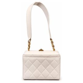 Bolsa Chanel Vanity em couro branco Branco