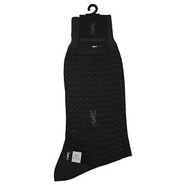 Yves Saint Laurent Grey Patterned Socks Pair Grey