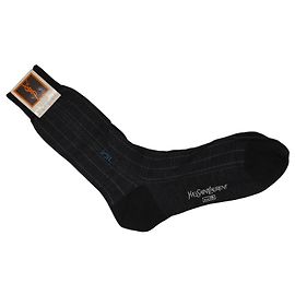 Yves Saint Laurent Striped Socks Pair Dark grey