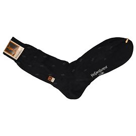 Yves Saint Laurent YSL Monogram Patterned Black Socks Black