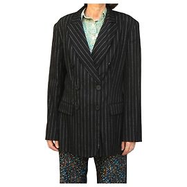 Moschino Jeans Striped Double-Breasted Blazer Black