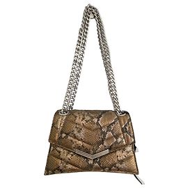 Ikks Gold Python-Print Leather Shoulder Bag Brown Golden Python print Light brown Dark brown