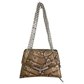 Bolsa de ombro Ikks em couro estampa python dourada Marrom Dourado Impressão em python Castanho claro Castanho escuro