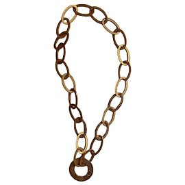 D&G Hammered Brass Link Necklace Golden