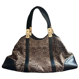 Gucci Borsa Hobo Horsebit in tela e pelle Marrone Altro