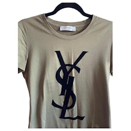 Yves Saint Laurent T-shirt Monogram YSL - Kaki Coton Kaki