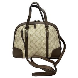 Gucci Bolsa Boston Dome GG Supreme Marrom Bege