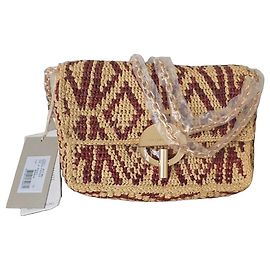 Borsa a tracolla Vanessa Bruno Moon Nano in rafia Beige Bordò