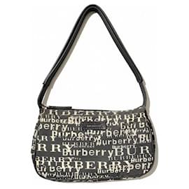 Burberry Monogram Graffiti Canvas Shoulder Bag Black White