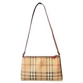 Sac à épaule Burberry Haymarket Check Marron Beige