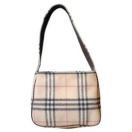 Bolsa de ombro Burberry Haymarket Check em lã Bege Monograma