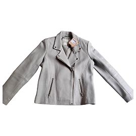American Vintage Biker Leather Jacket Grey