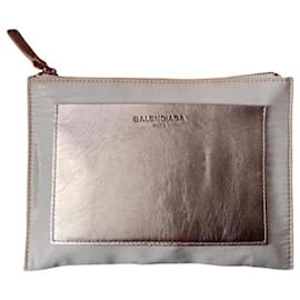 Balenciaga Metallic Panel Clutch Pouch Beige Metallic