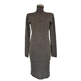Pierre Balmain Grey Sequin Turtleneck Knit Dress Grey