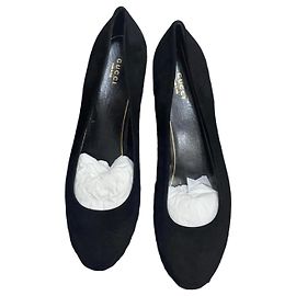 Gucci Black Suede Studded Pumps Black