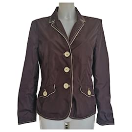 Moncler Brown Polyester Piping Jacket Brown