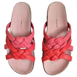 Sophia Webster Pink Braided Leather Leopard Print Slides Pink Leopard print