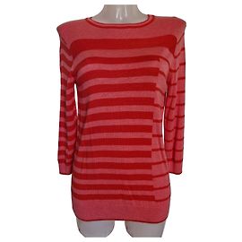 Autre Marque St. John Gestreiftes Strickoberteil Pink Rot