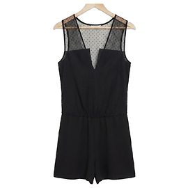 Maje Elxen schwarzer Spitzen-Playsuit Schwarz