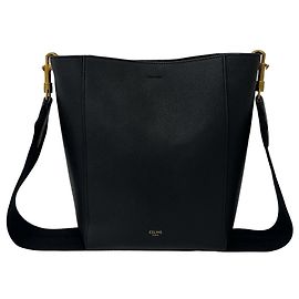 Céline Celine Sangle Bucket Small Leder-Semi-Schultertasche Schwarz