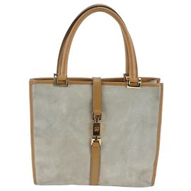 Gucci Jackie 002 Leather Handbag Brown Beige