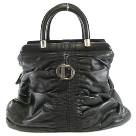 Christian Dior Navy Leather Handbag Navy blue