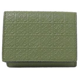 Cartera tri-fold Loewe de piel de becerro verde Verde