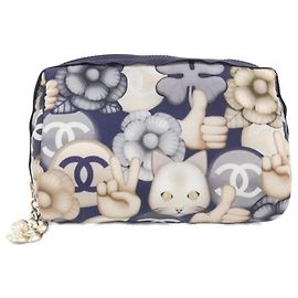 Pochette sac à main Chanel 82451 Doré Bleu Marine