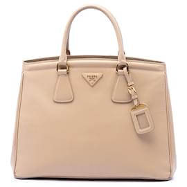 Prada Beige Saffiano Lux Parabole Tote Beige