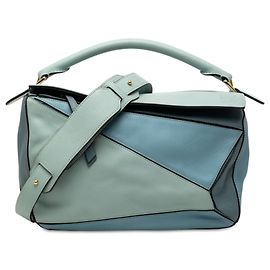 Bolsa Puzzle LOEWE Blue Medium em pele de vitelo tricolor Azul Azul claro