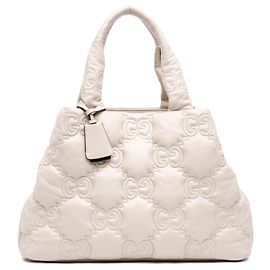 Tote Gucci Large GG Matelassé em pele de vitelo branca Branco
