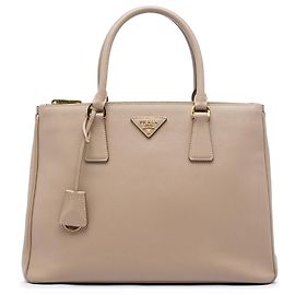 Bolsa Prada Beige Large Saffiano Lux Galleria Double Zip Satchel Bege